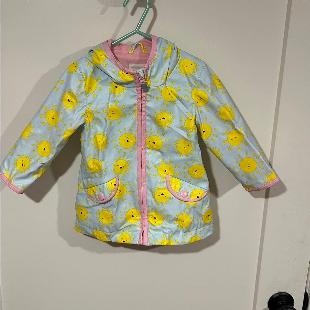 Cat & Jack Pink Kids Raincoat with Yellow Accents